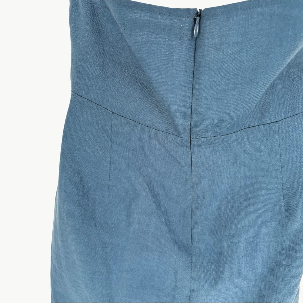 NWT Reformation Dory 100% Linen Halter Faux Wrap Mini Dress | Sz 10 | Blue - Picture 12 of 15